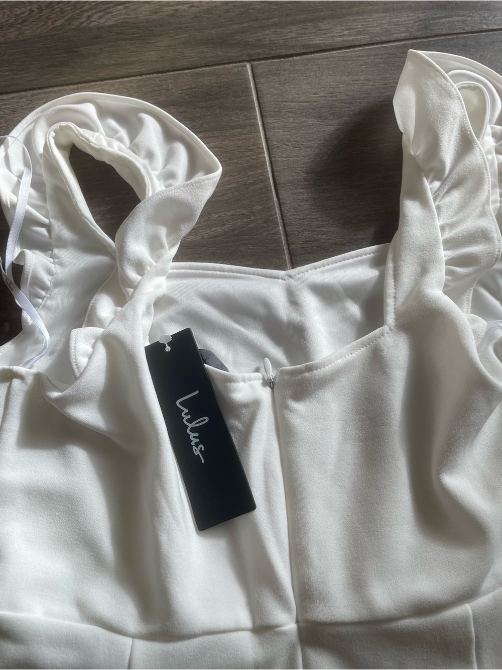 Lulu's Ivory Ruffle-Shoulder Bodycon Mini Dress - Picture 3 of 3